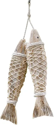 Decoración de peces de madera antigua, adorno para colgar en la pared, decoraciones de peces de madera para el hogar tema náutico