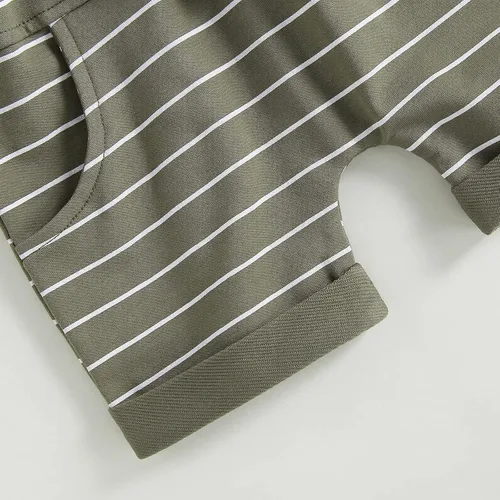 Miniatura 6 de Lucikamy Ropa de bebé niño sin mangas + pantalones cortos con estampado a rayas con bolsillos, 2 piezas de trajes de verano