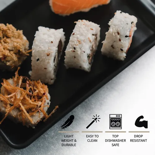 Miniatura 6 de Juego de servir de sushi, con 4 platos japoneses para servir sushi, 4 platos de salsa de soja, 4 pares de palillos y 4 soportes para palillos, juego