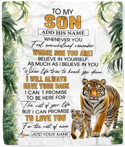 Miniatura 21 de Manta Personalizada "To My Son" de Mamá y Papá Regalos para Hijo que Va a la Universidad Cumpleaños Graduación Navidad Regalo Personalizado Manta