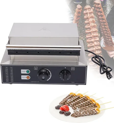 Miniatura 10 de Máquina de hacer gofres comercial de acero inoxidable de 1750 W, máquina de panadería redonda de 110 V, máquina eléctrica para hacer gofres de acero
