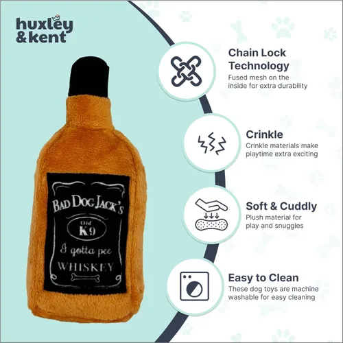 Miniatura 5 de Huxley & Kent Juguete divertido para perros con chirriador, juguetes chirriantes de felpa para perros pequeños, animal de peluche pequeño y duradero