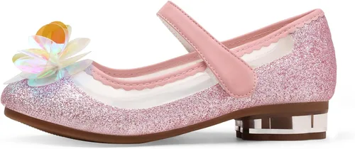 Miniatura 3 de DREAM PAIRS Zapatos de vestir para niñas con purpurina para boda, fiesta, flores, princesa, zapatos de tacón bajo