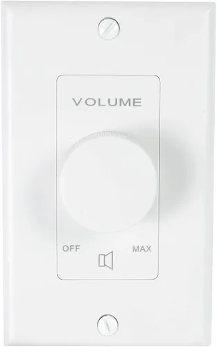 Rockville VOL850 Controlador de volumen estéreo de pared de 50 W x2, 8 ohmios, perilla giratoria de 11 pasos, atenuación de 20 Hz-20 kHz, atenuación