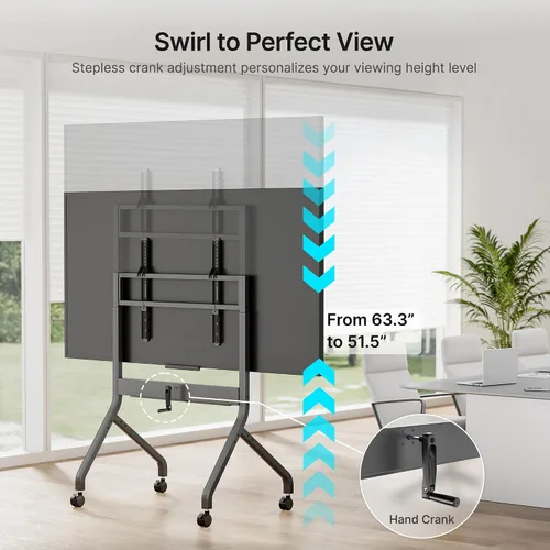 Miniatura 3 de FortiLift - Soporte de TV prémium para pantallas de 55 a 90 pulgadas de hasta 198 libras, carrito de TV rodante de clase empresarial con manivela