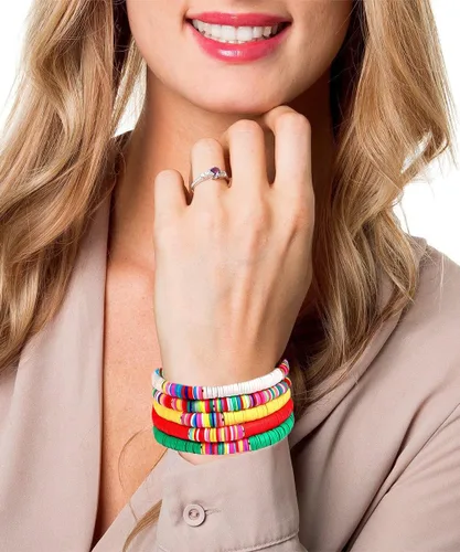 Miniatura 77 de Surfer Heishi - Pulseras apilables para mujer, apilables, de vinilo arcoíris, disco de arcilla, pulseras elásticas para la amistad, joyería bohemia