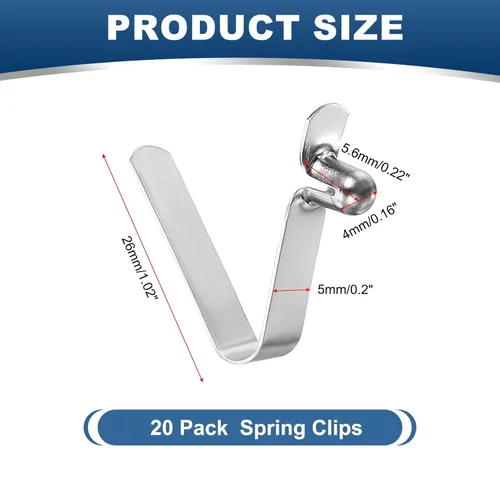 Miniatura 2 de PATIKIL Pinzas de remo de kayak de 0.220 x 0.157 in, paquete de 20 clips de acero en forma de V de un solo pasador, clips de resorte, tubo