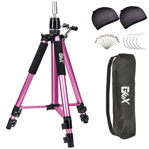 Miniatura 8 de GEXWORLDWIDE GEX - Soporte de trípode de maniquí resistente de 63 pulgadas para peluca, práctica de entrenamiento de cosmetología, cabeza de Negro