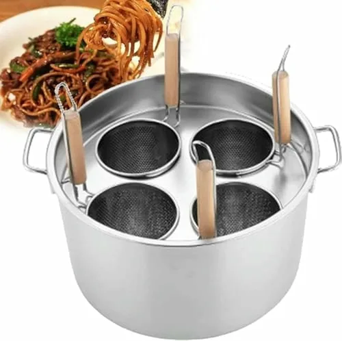 Olla para Pasta De Acero Inoxidable, Juego De Olla para Pasta Con Cesta para Insertar, 4 Agujeros
