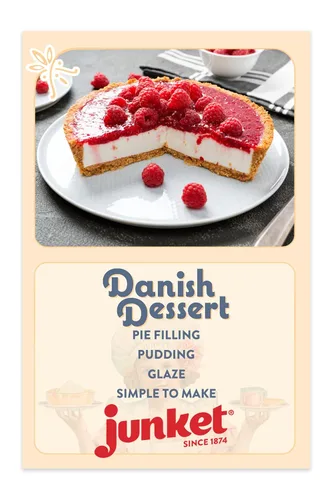 Miniatura 4 de Junket Mezcla de postre danés de frambuesa y fresa, para relleno de tartas, cobertura de tarta de queso, salsas, pudines y glaseados. Añade agua