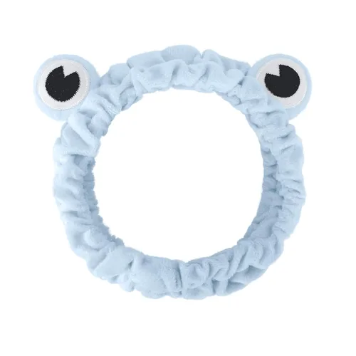 Miniatura 23 de Jowmoy Bonita diadema de orejas de conejo, diseño de ojo de rana, elástica para lavar la cara, para mujeres, maquillaje, ducha, spa. Q-Orejas