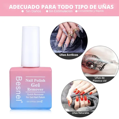 Miniatura 4 de Removedor de esmalte de uñas de gel, paquete de 3 unidades, removedor de esmalte de gel profesional, no irritante, rápido y fácil, kit