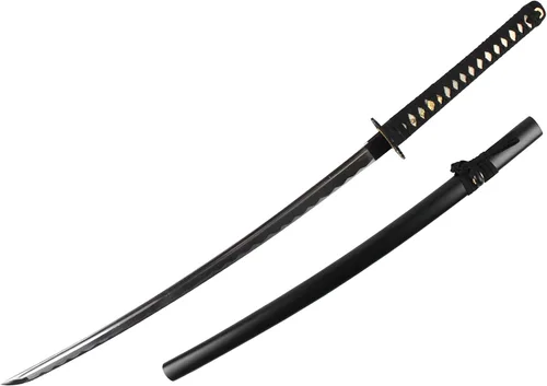 Onikiri K-580-CR 1045 - Funda de katana hecha a mano de acero al carbono con grúa Tsuba, 41 pulgadas, color negro