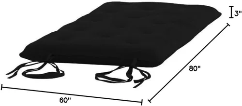 Miniatura 2 de D&D Futon Furniture Colchones japoneses tradicionales japoneses de algodón, espuma y poliéster, tamaño Queen, color negro, colchonetas de meditación