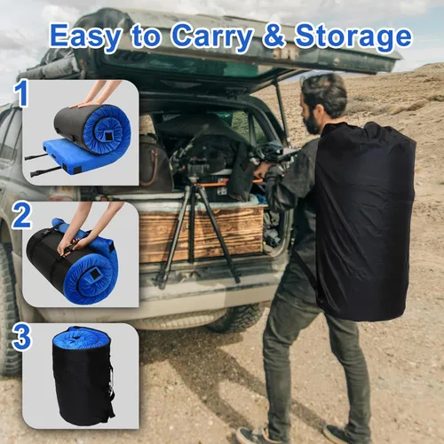 Miniatura 6 de Colchoneta de espuma viscoelástica para camping, colchón de piso grueso y cómodo para adultos con fondo impermeable y antideslizante, colchón