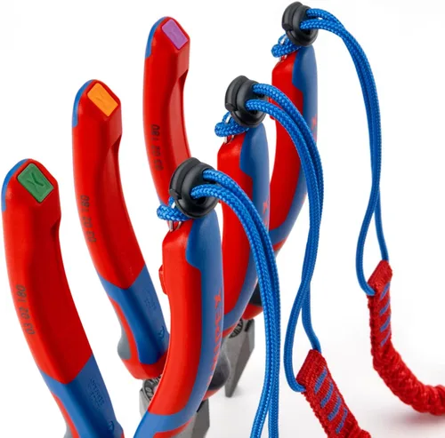 Miniatura 9 de Knipex Tools 13 82 8, Alicates de instalación eléctrica 6 en 1 con mango de agarre cómodo, Rojo y Azul