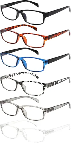 Miniatura 6 de JOSCHOO Gafas de lectura para computadora para mujeres y hombres, paquete de 6 lectores de bisagra de resorte con bloqueo de luz azul Mezcla
