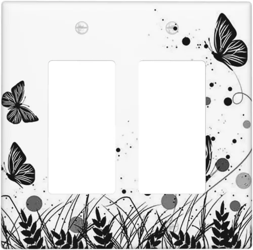Miniatura 36 de Placa de cubierta de tomacorriente con diseño de mariposa, placas decorativas de pared, 1 gang, cubiertas de enchufes eléctricos, placa frontal Arte
