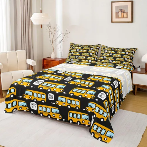 Miniatura 9 de Erosebridal Juego de sábanas y fundas de almohada para niños, diseño de camión de bomberos, color rojo, brillante, para maquinaria, camiones