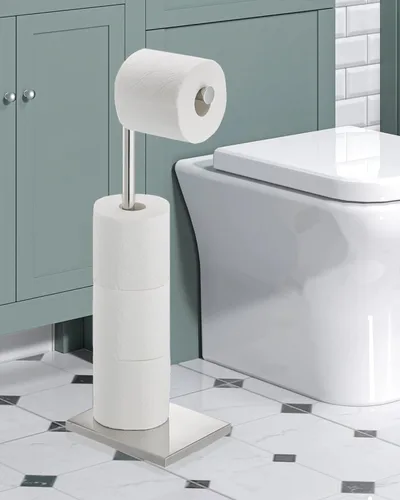 Miniatura 9 de Soporte de papel higiénico, soporte de papel higiénico independiente con 4 rollos para baño, base pesada, cromado