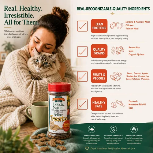 Miniatura 6 de Bench & Field Holistic Natural Healthy Kitty Treats Bocadillos crujientes en forma de pescado Delicioso aperitivo con sabor a mariscos, 3 onzas