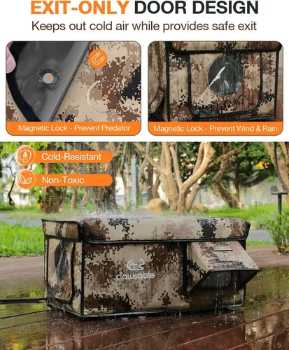 Miniatura 5 de Casa térmica para gatos, indestructible, 100% resistente a la intemperie, puerta segura contra escape, refugio aislado para gatos al aire libre