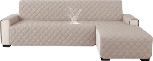 Miniatura 9 de XINEAGE Fundas 100% impermeables para sofá modular en forma de L, reversible, lavable, con botones de chaise plum flower, protector de muebles