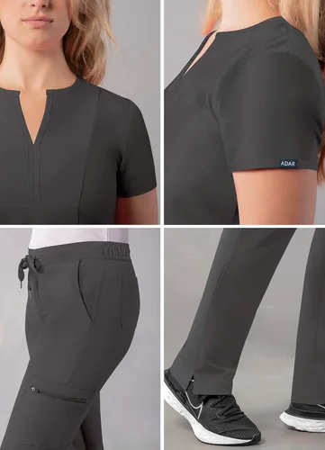 Miniatura 4 de Adar Addition Go-Higher - Juego de uniforme quirúrgico para mujer, camiseta con muescas y cuello en V, pantalones cargo quirúrgicos y ajustados