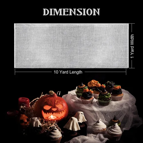 Miniatura 2 de Paño espeluznante para decoración de Halloween, 36 x 360 pulgadas, paño de queso blanqueado absorbente para decoración de eventos, también