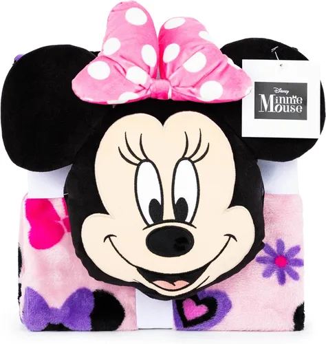 Miniatura 6 de Jay Franco Juego de cobija y almohada Disney Minnie Mouse Nogginz - 40 x 50 pulgadas, manta ligera de viaje de 2 piezas para niños, ropa de cama