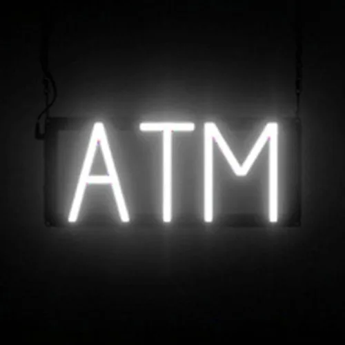 Miniatura 39 de SpellBrite Letrero de cajero automático para negocios Señales relacionadas con cajeros automáticos y EBT con aspecto de neón, luz LED verde 14.6