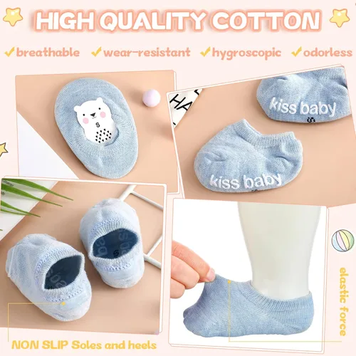 Miniatura 5 de Unittype 20 pares de calcetines antideslizantes para bebés de 0 a 12 meses para recién nacidos, calcetines antideslizantes para niños y niñas