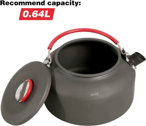 Miniatura 4 de REDCAMP Mini hervidor de agua al aire libre de 0.8L, olla de agua de aluminio con bolsa de transporte, caldera de té ligera compacta
