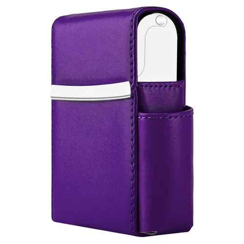 Miniatura 27 de Caja de cigarrillos deslizante de piel sintética con soporte para encendedor y trabilla para cinturón para hombres y mujeres, unisex