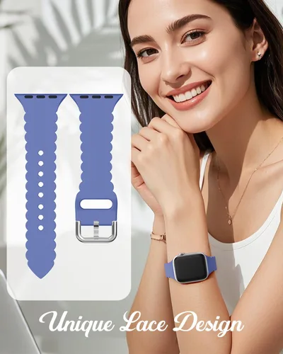 Miniatura 2 de Correa de encaje de silicona Sunnywoo para Apple Watch para mujer, 38mm-45mm, Lavanda Gris
