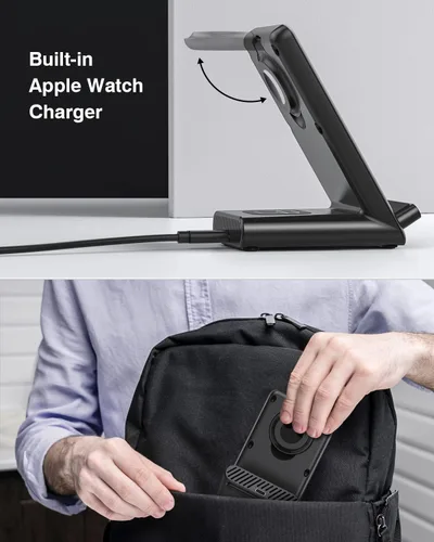 Miniatura 4 de Estación de carga inalámbrica, soporte de carga 3 en 1 hecho para Apple Watch Ultra 11 10 9 8 7 6 SE 5 4 3, cargador inalámbrico rápido hecho