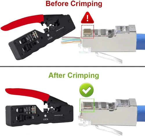 Miniatura 2 de LEATBUY Kit de crimpadora CAT5 CAT6 RJ45 Juego de herramientas de crimpado de paso, herramienta de red de crimpado Ethernet, cortador de cables LAN