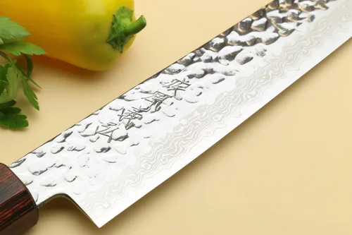 Miniatura 4 de Yoshihiro VG10 46 Capas Damasco Martillado Sujihiki Cuchillo Rebanador Japonés (9.5" (240mm) Mango de Palisandro)