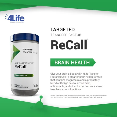 Miniatura 3 de 4Life Transfer Factor ReCall - Con Ginkgo Biloba, Bacopa Monnieri, Huperzia Serrata, bálsamo de limón, magnesio para memoria y claridad cognitiva