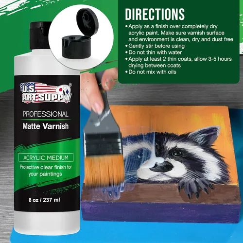 Miniatura 5 de U.S. Art Supply Barniz acrílico mate de 8 onzas para pintura acrílica, protección transparente permanente, reduce los rayos UV y el deslumbramiento