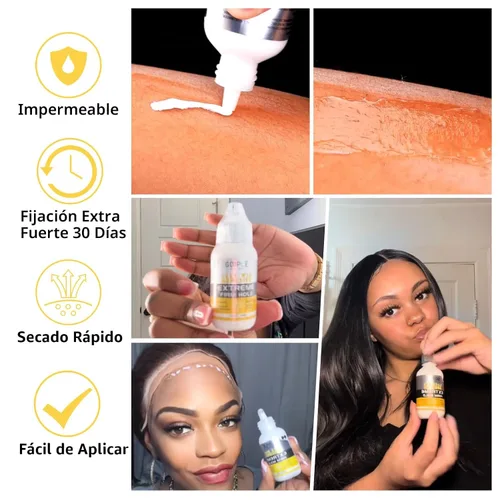 Miniatura 2 de Pegamento de peluca de 1.34 onzas, pegamento de peluca impermeable con encaje frontal para pelucas con herramientas y varilla de cera para cabello