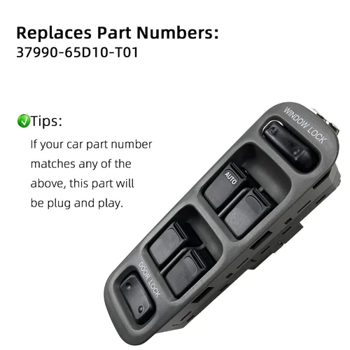 Miniatura 2 de ORIGINSUN 37990-65D10-T01 Interruptor de elevalunas eléctrico principal Puerta delantera izquierda lado del conductor para Suzuki Grand Vitara