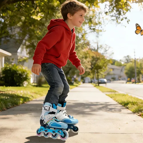Miniatura 8 de Patines en línea para niñas y niños, patines de fibra de carbono de rendimiento para niños de 4 a 12 años con ruedas de poliuretano, divertidos