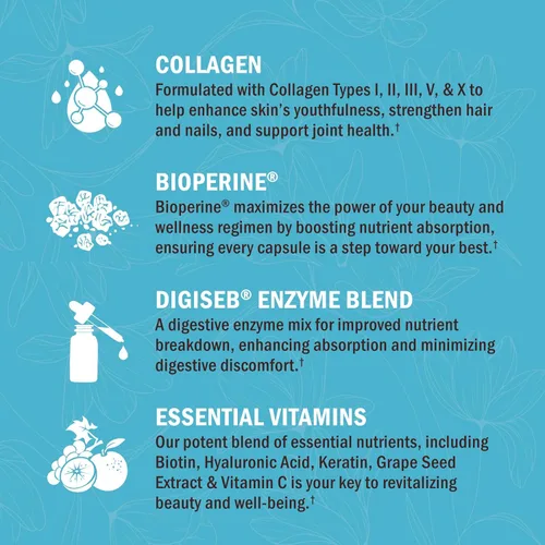 Miniatura 5 de BioSchwartz Cápsulas de péptido de colágeno hidrolizado, suplementos de colágeno múltiple para mujeres tipos I, II, III, V, X con vitamina C