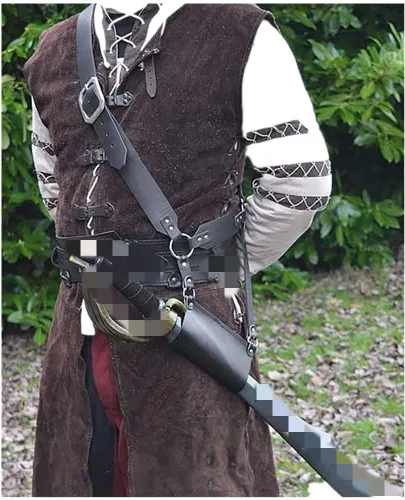 Miniatura 31 de BLESSUME Cinturón medieval de caballero con espada rana funda de estoque, soporte de vaina de estoque, 1 unidad