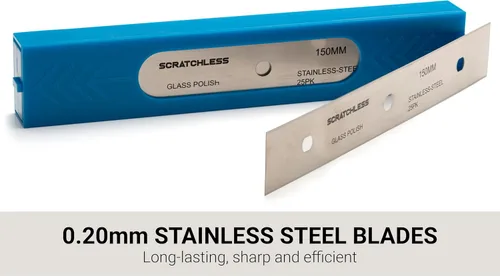 Miniatura 4 de GLASS POLISH GP15043 - Paquete de 25 cuchillas de acero inoxidable de doble filo, cuchillas de repuesto afiladas con láser de 0.008 in para raspador