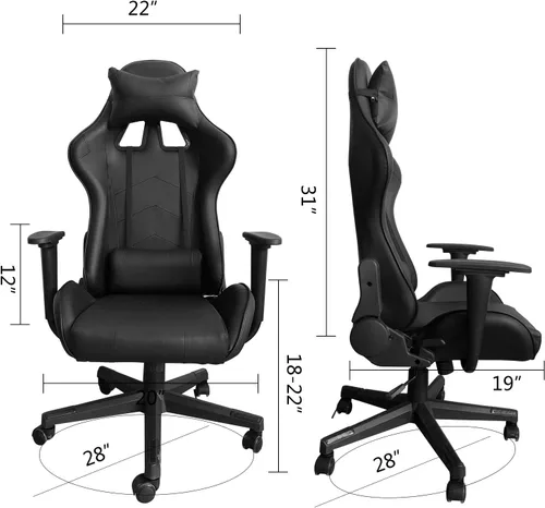 Miniatura 3 de Silla de gamer con reposacabezas y apoyo lumbar, silla giratoria y reclinable de oficina de altura ajustable y respaldo alto