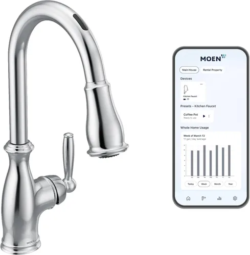 Miniatura 11 de Grifo de cocina Moen Brantford Spot Resist de acero inoxidable Motionsense Wave sin contacto de una manija desplegable con Power Clean y sistema
