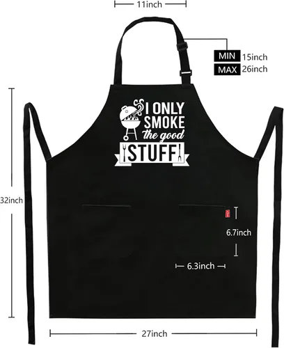 Miniatura 3 de Kaidouma Divertidos delantales de parrilla para hombres – I Only Smoke The Good Stuff – Divertidos delantales de chef para cocinar barbacoa con 2