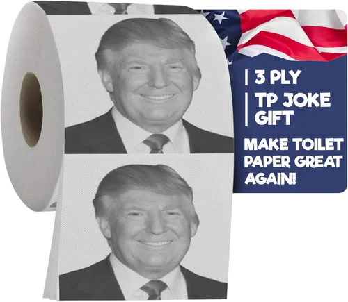 Donald Trump rollo de papel de baño, novedad graciosa gag, portarrollos de papel para demócratas y republicanos, 3 Ply, papel higiénico suave y